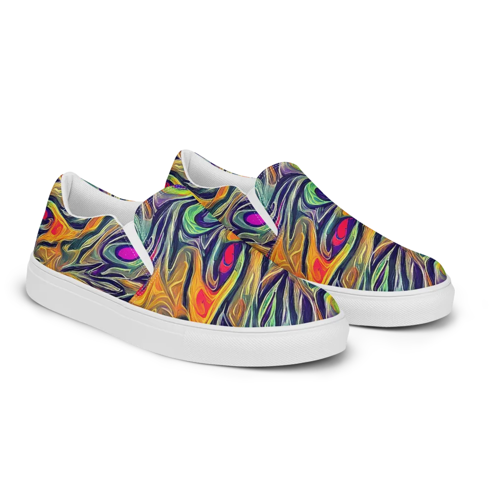 Chromatic Feather on Men's Slip-On Canvas Shoes — Right Front
