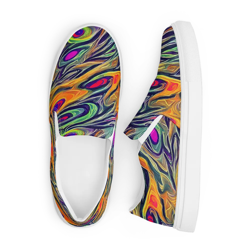 Chromatic Feather on Men's Slip-On Canvas Shoes — Front