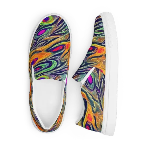 Chromatic Feather on a Men's Slip-On Canvas Shoes