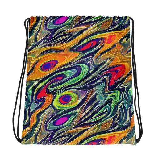 Chromatic Feather on a Drawstring Bag