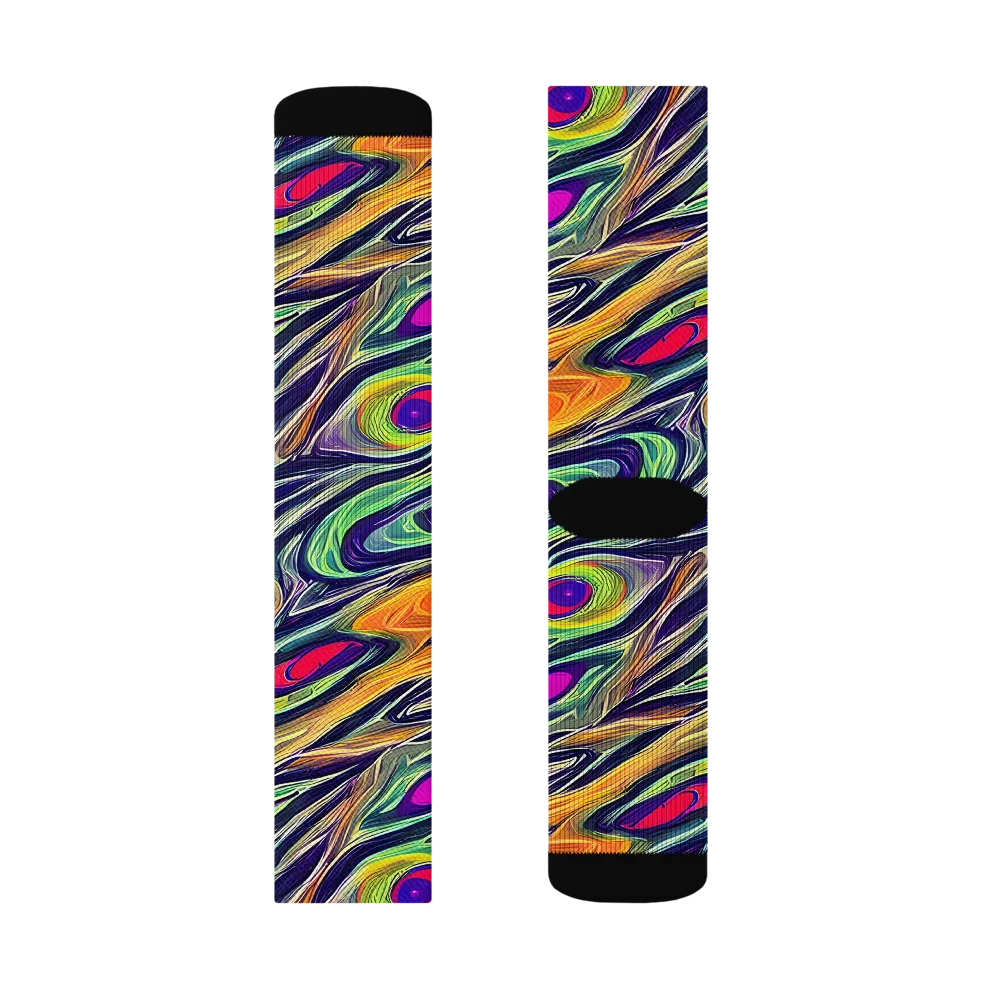 Chromatic Feather on Socks — Right Sock