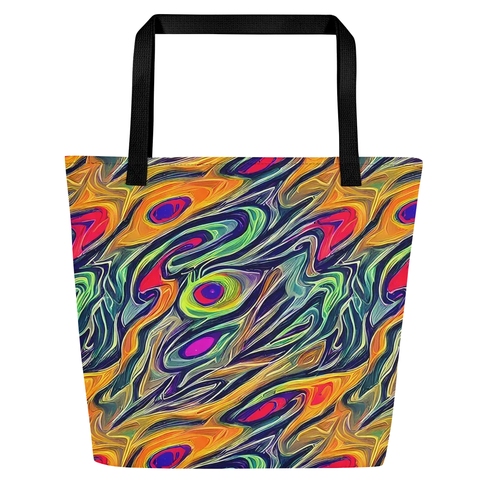 Chromatic Feather on Large Tote Bag W/ Pocket — Front