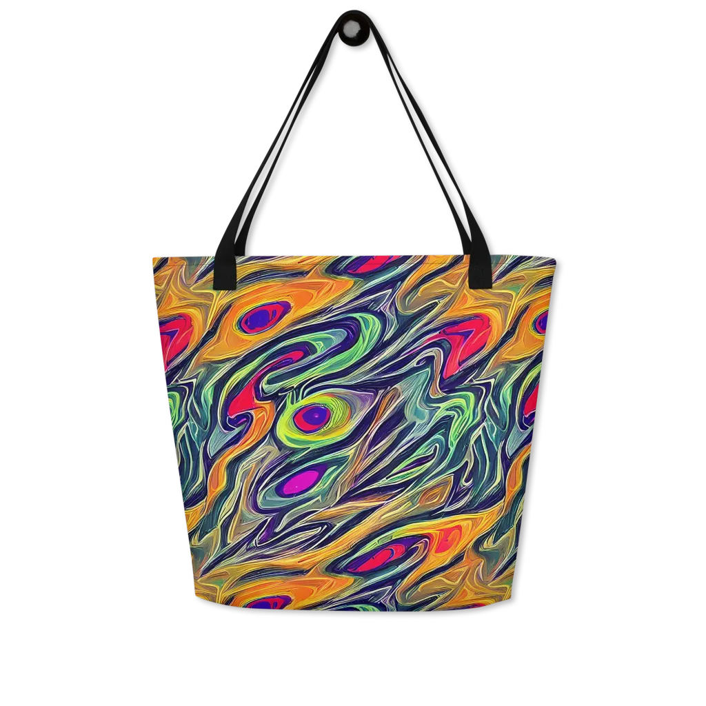 Chromatic Feather on Large Tote Bag W/ Pocket — Front