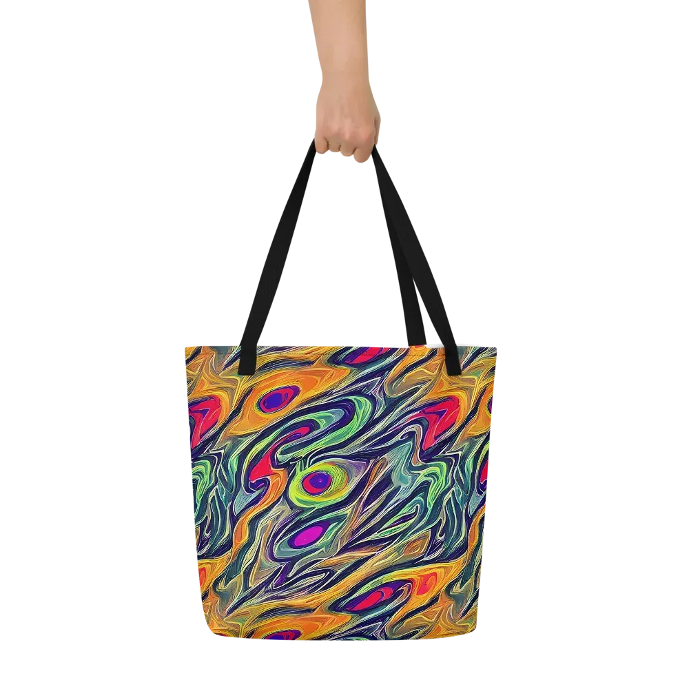 Chromatic Feather on Large Tote Bag W/ Pocket — Front