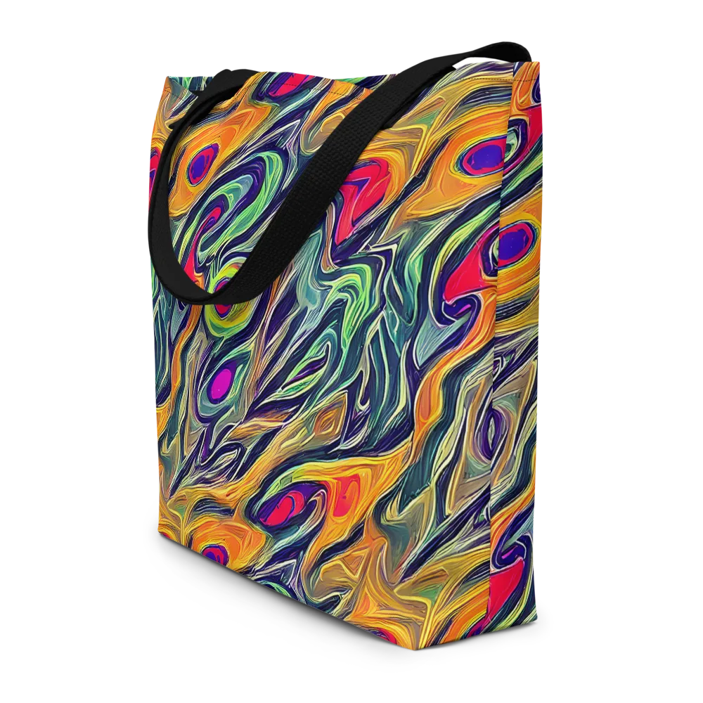 Chromatic Feather on Large Tote Bag W/ Pocket — Front