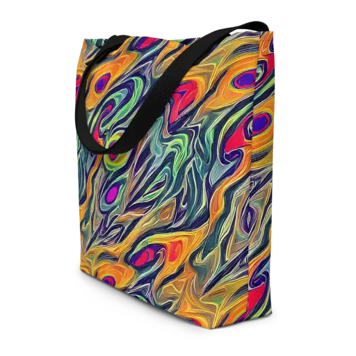 Chromatic Feather on a Large Tote Bag W/ Pocket