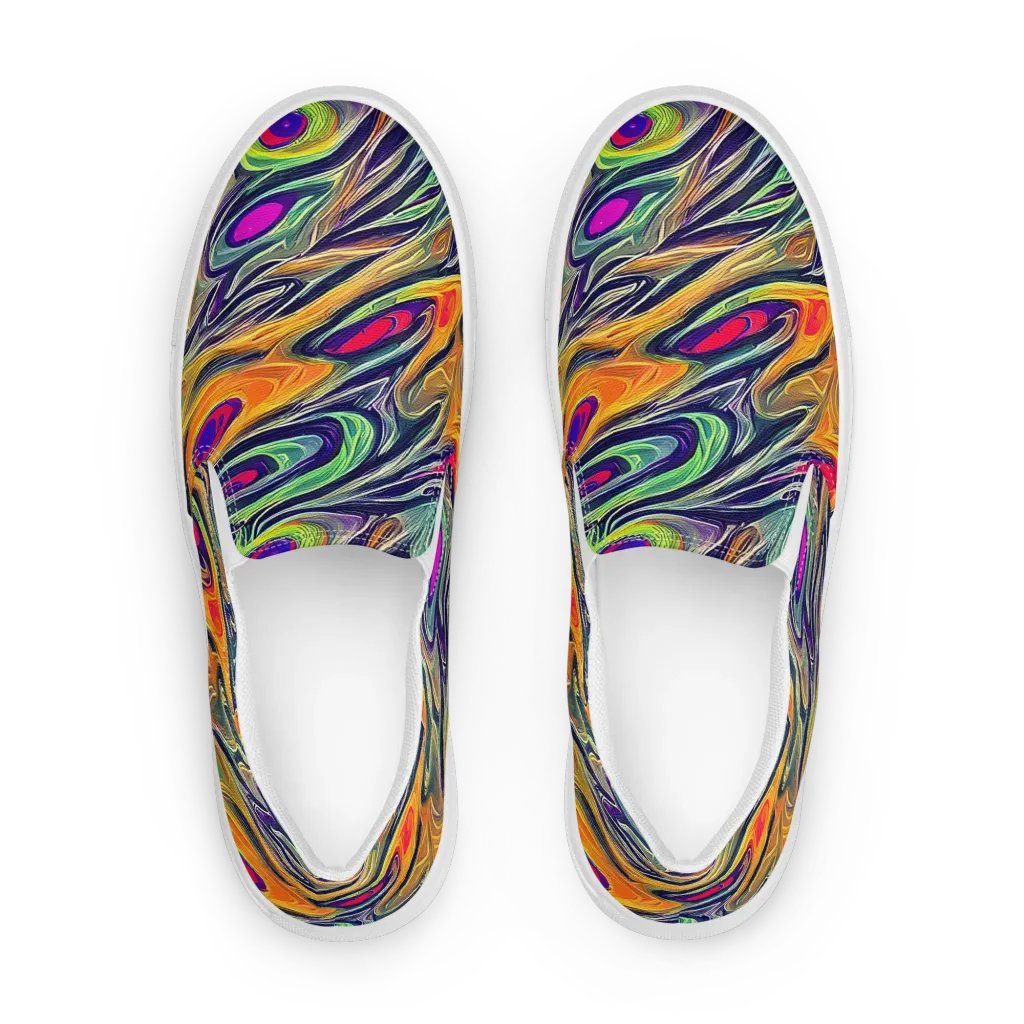 Chromatic Feather on Women's Slip-On Canvas Shoes — Front