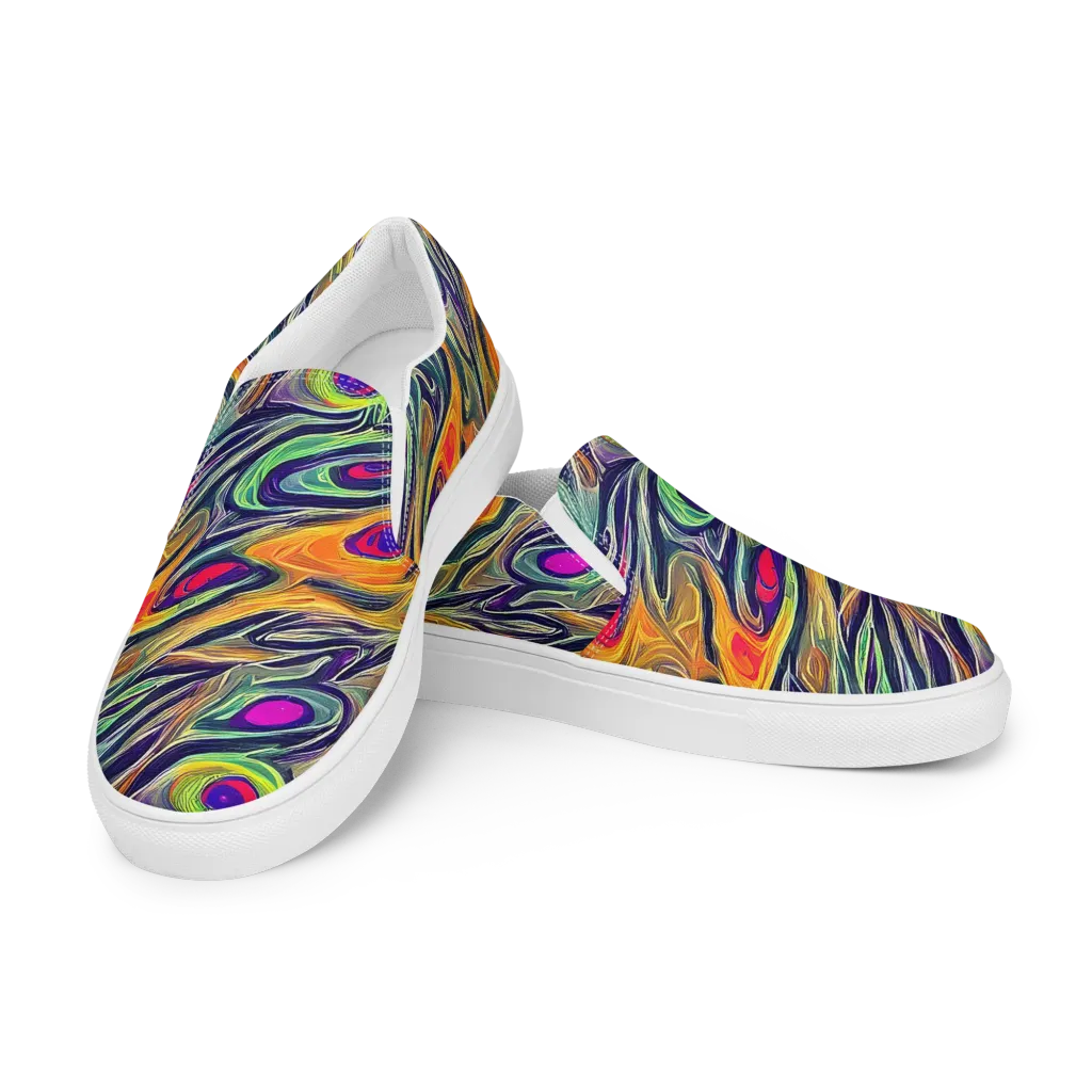 Chromatic Feather on Women's Slip-On Canvas Shoes — Left Front