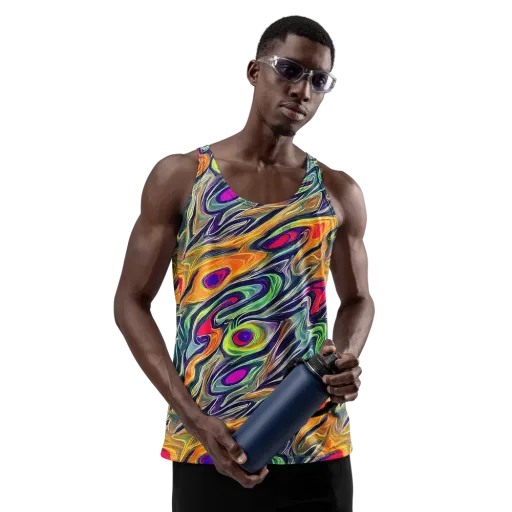 Chromatic Feather on a Men's Tank Top