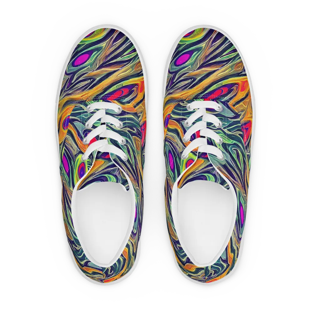 Chromatic Feather on Men's Lace-Up Canvas Shoes — Front