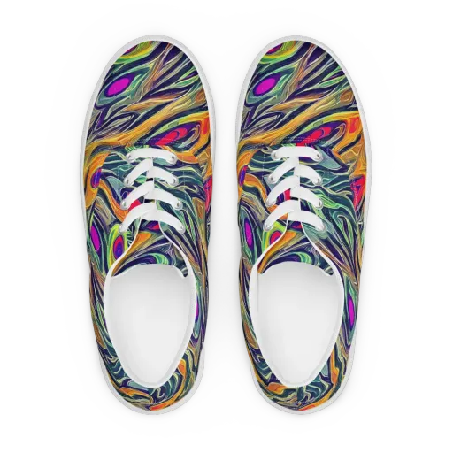 Chromatic Feather on a Men's Lace-Up Canvas Shoes