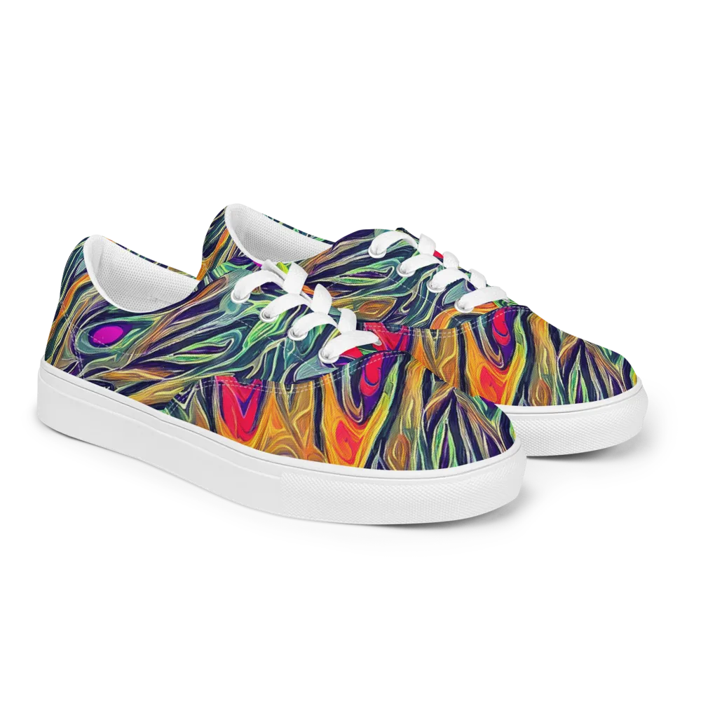 Chromatic Feather on Men's Lace-Up Canvas Shoes — Right Front
