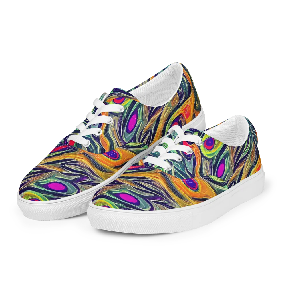 Chromatic Feather on Men's Lace-Up Canvas Shoes — Left Front