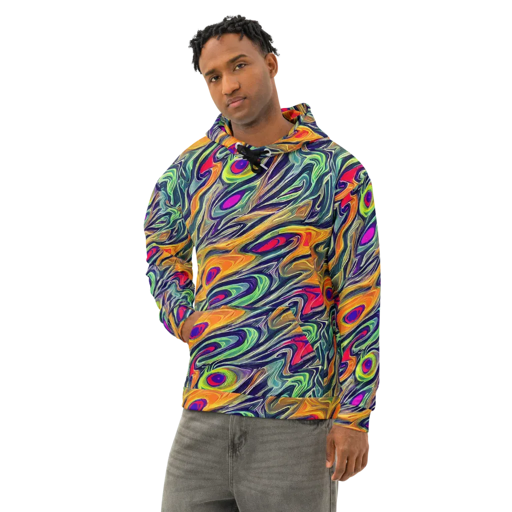 Chromatic Feather on Cotton Hoodie — Left Front