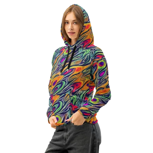 Chromatic Feather on a Cotton Hoodie