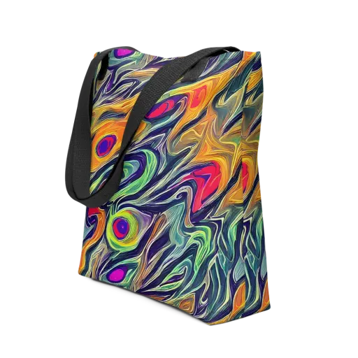 Chromatic Feather on a Tote Bag