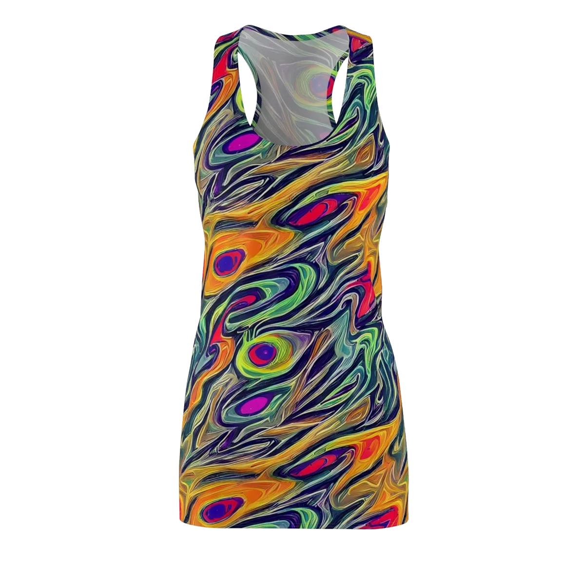 Chromatic Feather on Racerback Dress — Front