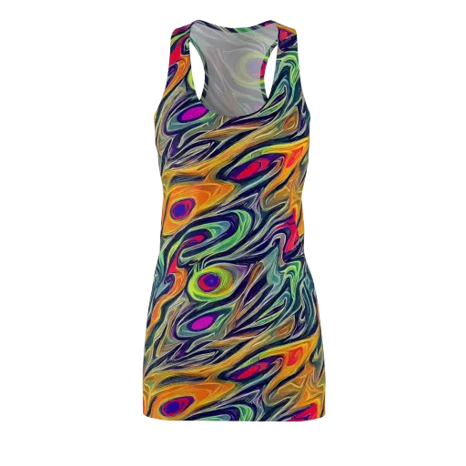 Chromatic Feather on a Racerback Dress