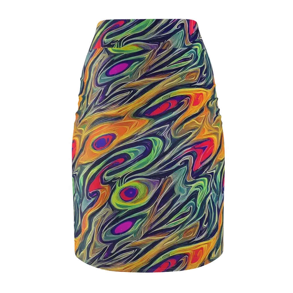 Chromatic Feather on Pencil Skirt — Back