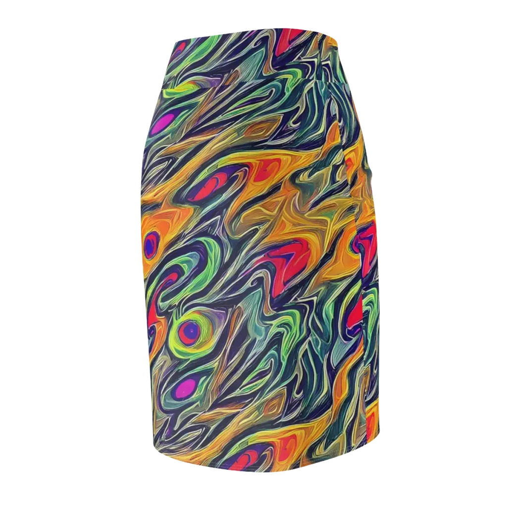 Chromatic Feather on Pencil Skirt — Back Side