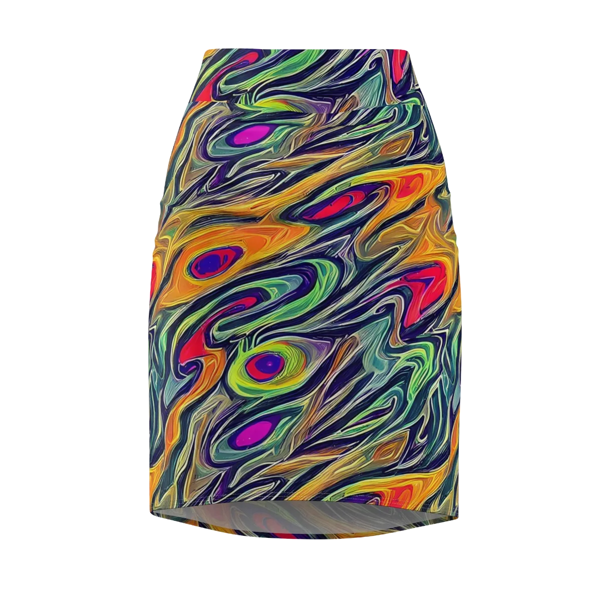 Chromatic Feather on Pencil Skirt — Front
