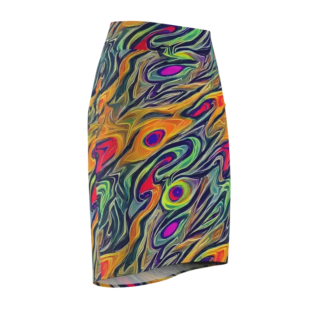 Chromatic Feather on Pencil Skirt — Front Side