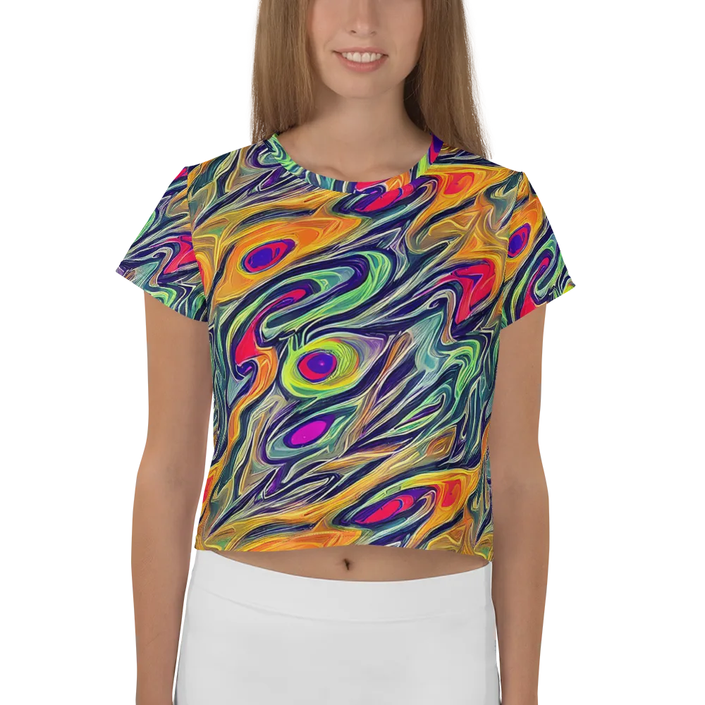 Chromatic Feather on Crop Tee — Front