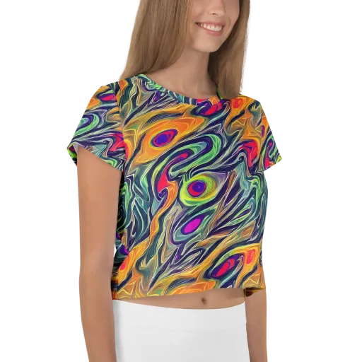 Chromatic Feather on a Crop Tee