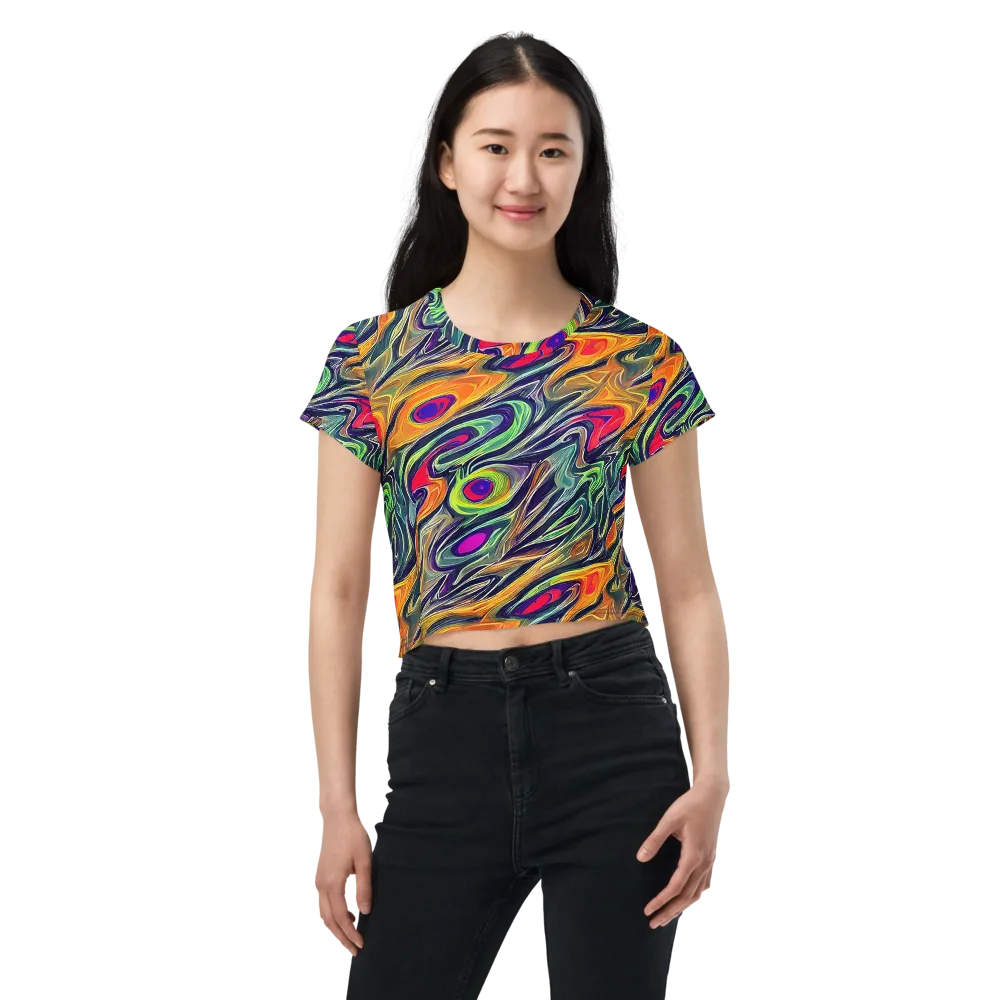 Chromatic Feather on Crop Tee — Front