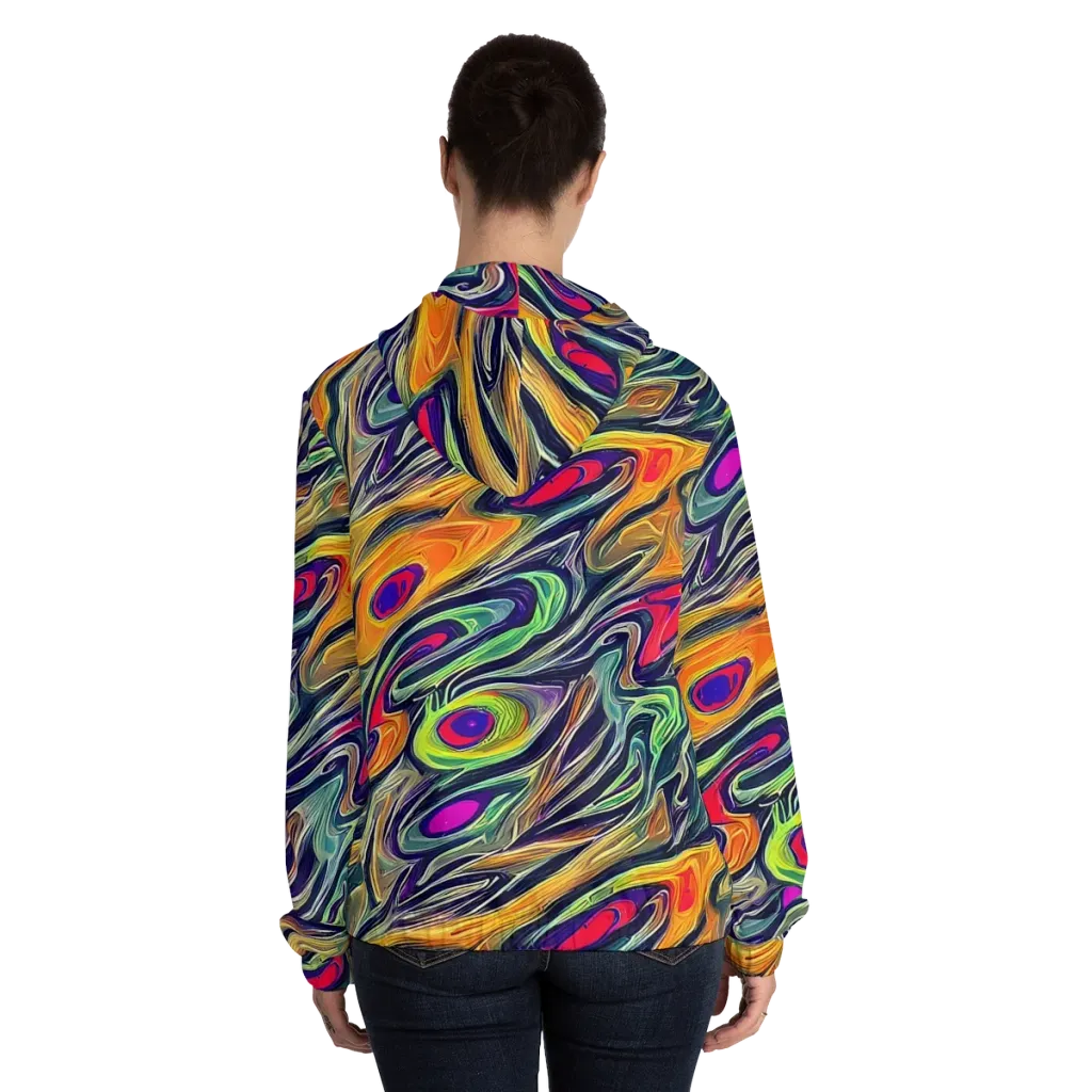 Chromatic Feather on Women's Full-Zip Hoodie — Back On Person