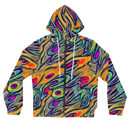 Chromatic Feather on a Women's Full-Zip Hoodie