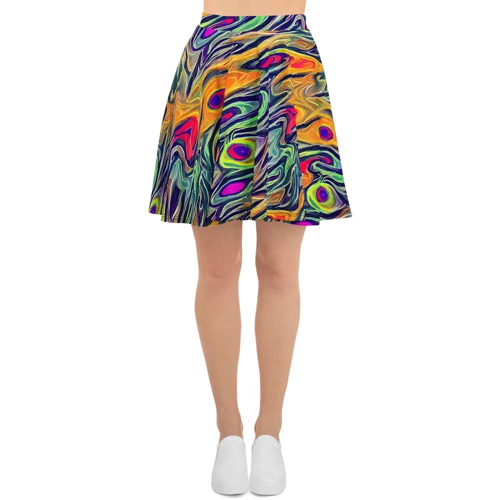 Chromatic Feather on Skater Skirt — Front