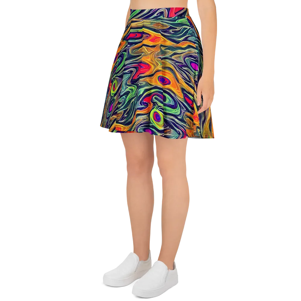 Chromatic Feather on Skater Skirt — Left