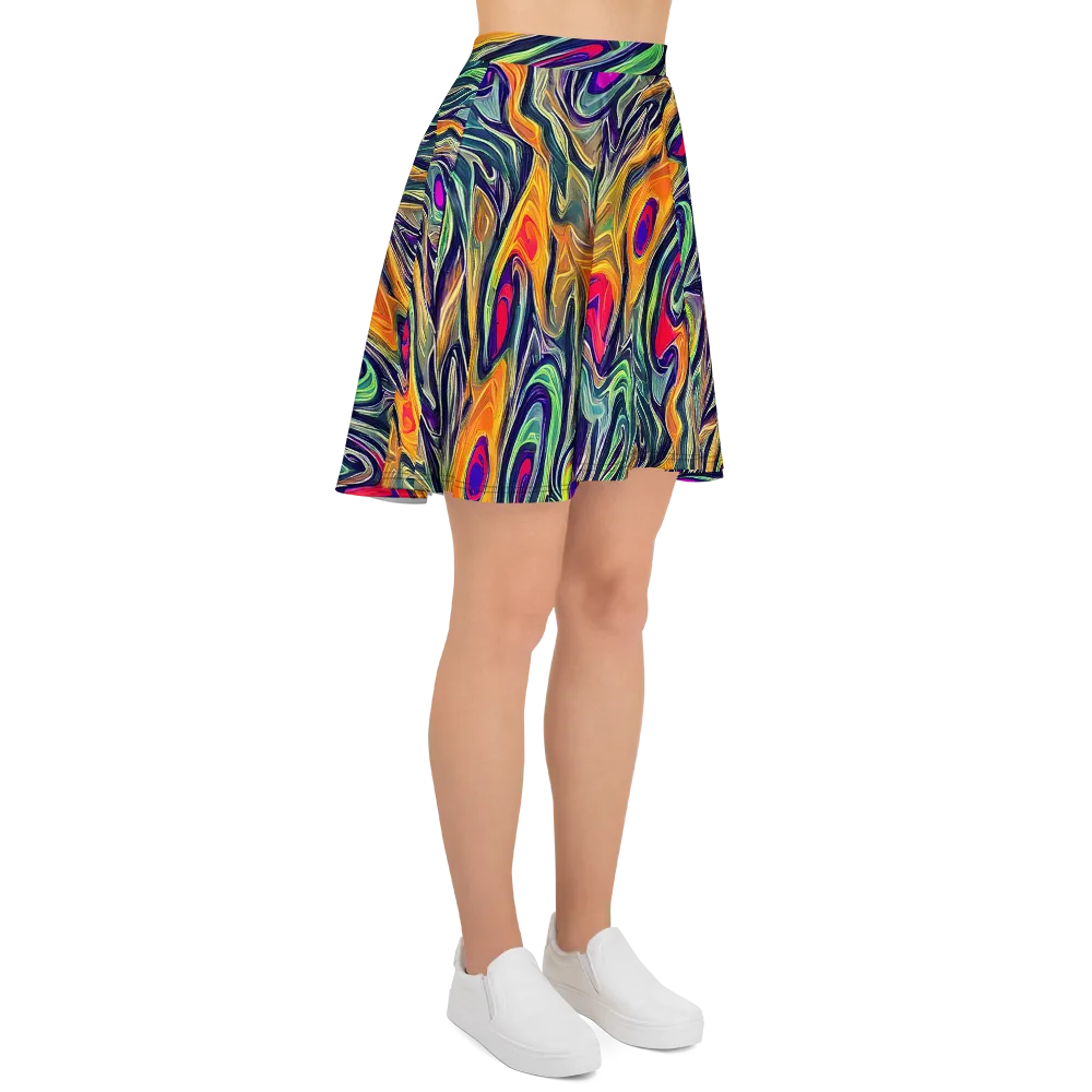 Chromatic Feather on Skater Skirt — Right