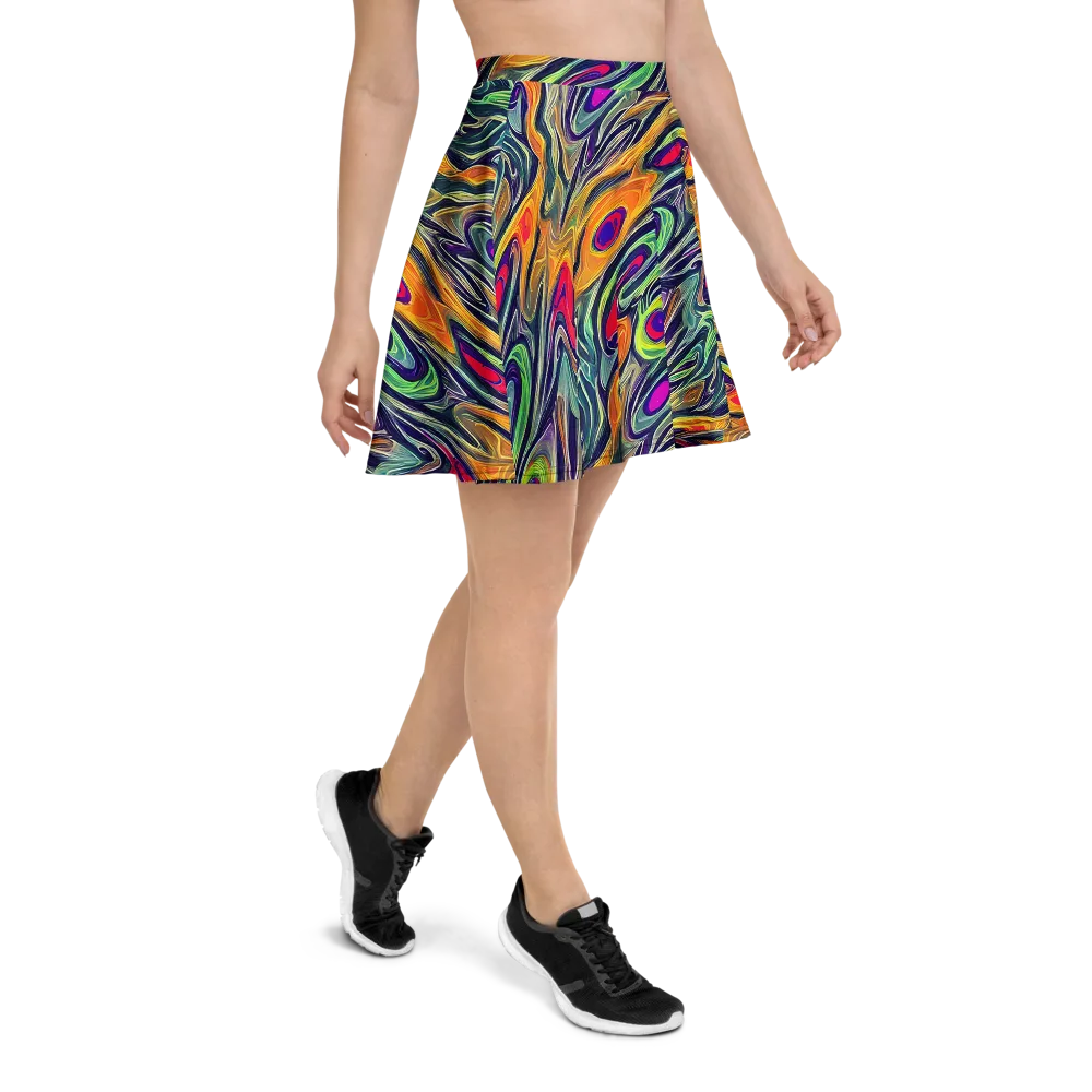 Chromatic Feather on Skater Skirt — Right