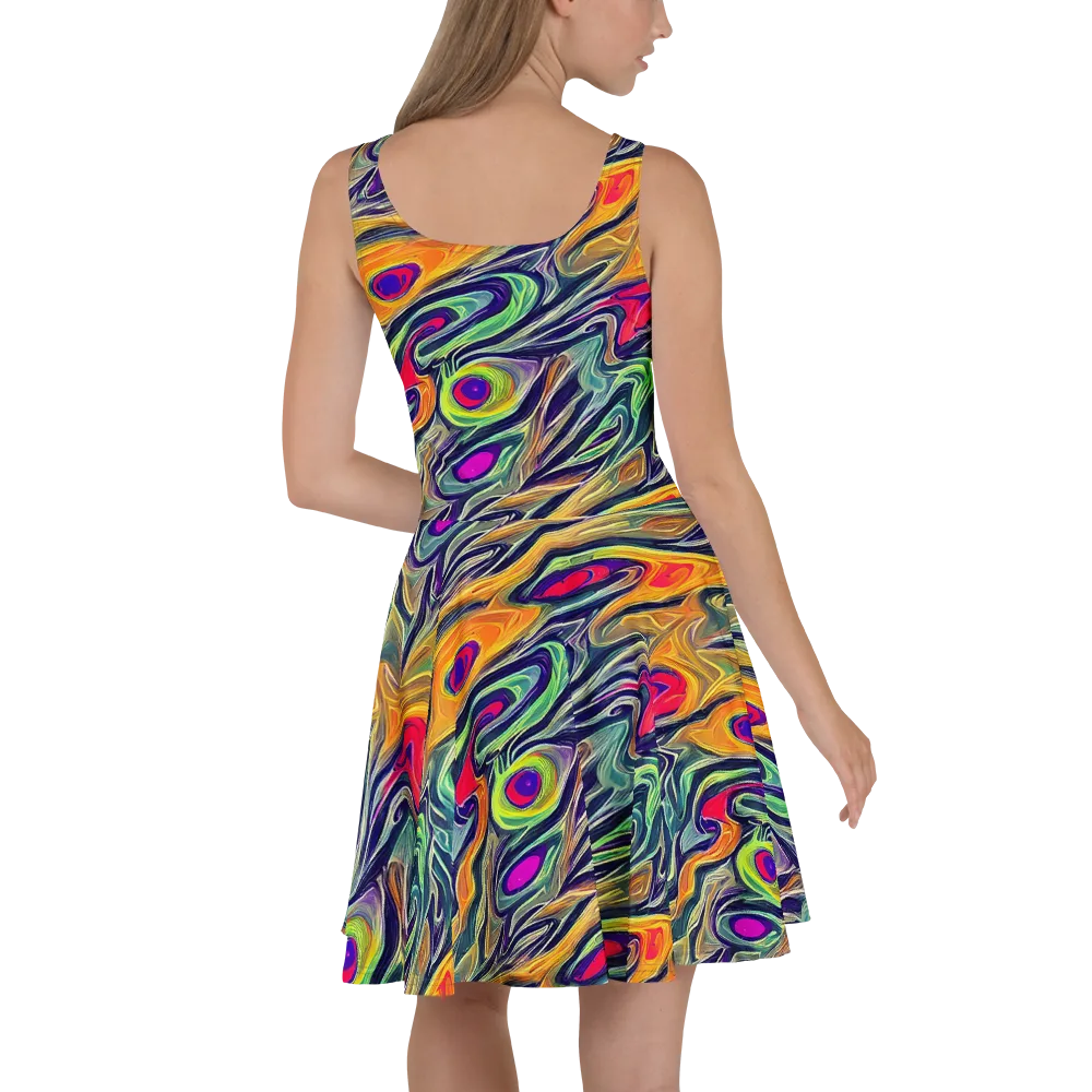 Chromatic Feather on Skater Dress — Back