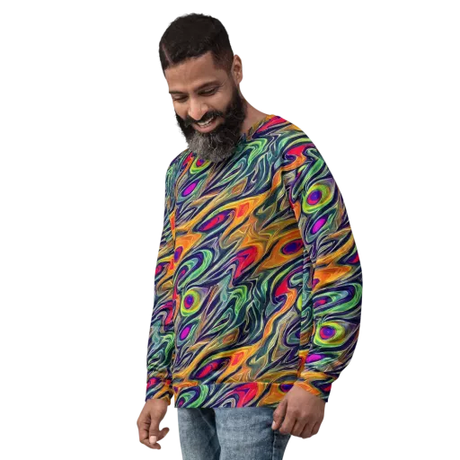 Chromatic Feather on a Sweatshirt