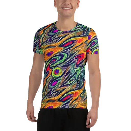 Chromatic Feather on a Men's Athletic T-Shirt