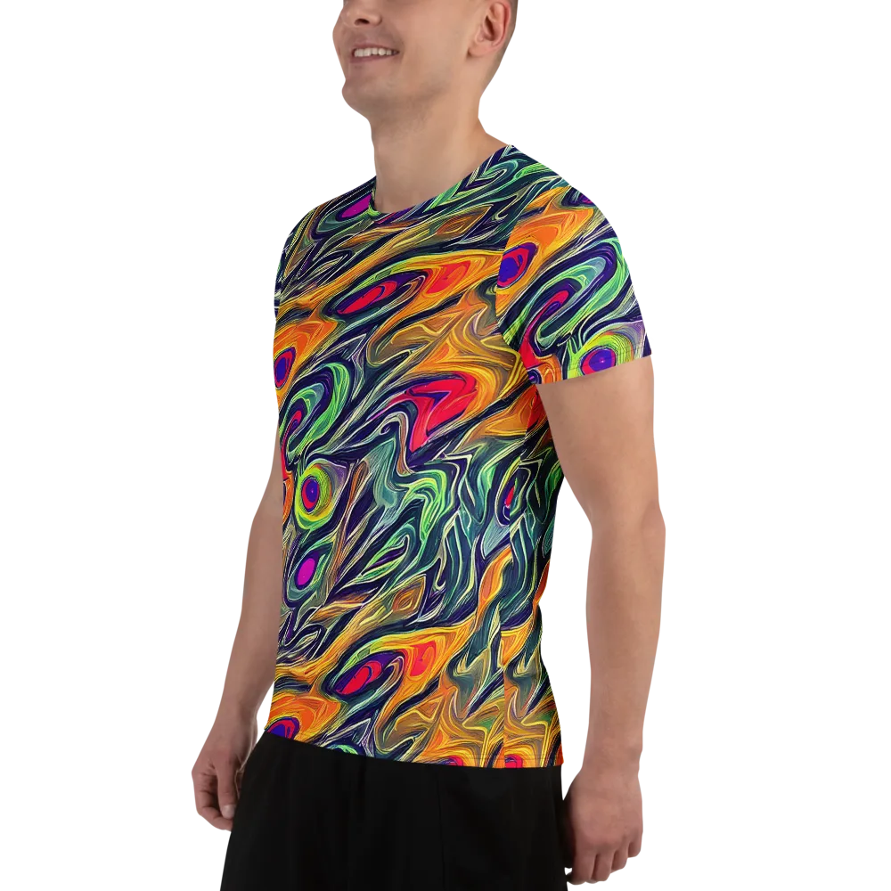 Chromatic Feather on Men's Athletic T-Shirt — Left