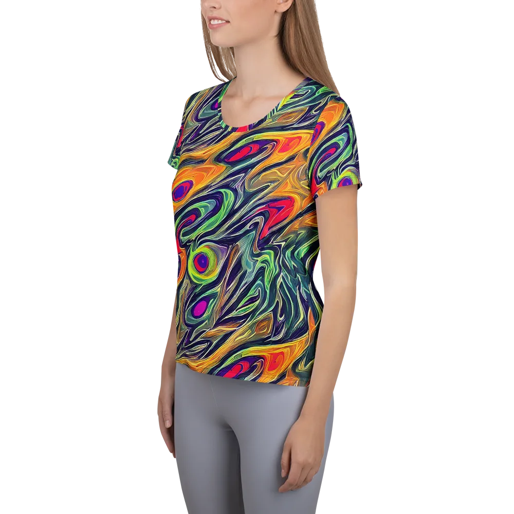Chromatic Feather on Women's Athletic T-Shirt — Left