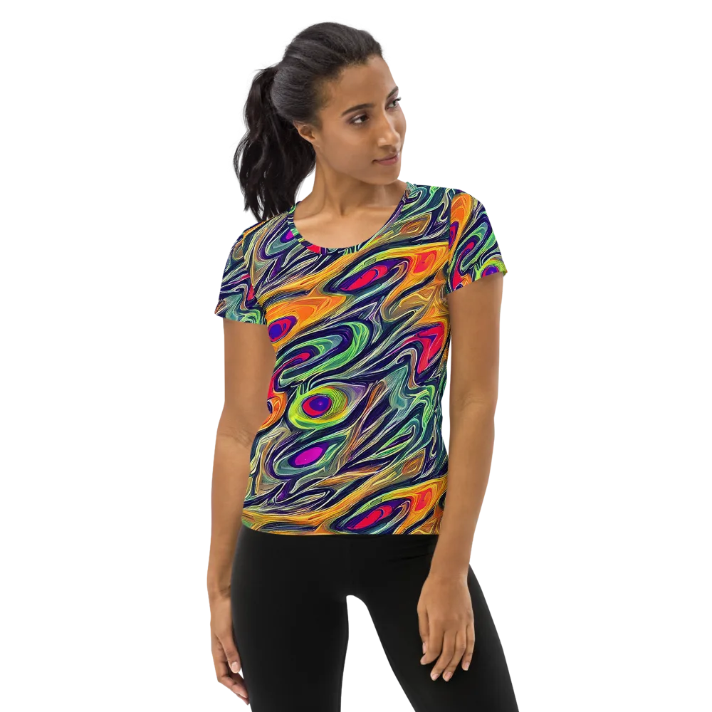 Chromatic Feather on Women's Athletic T-Shirt — Front