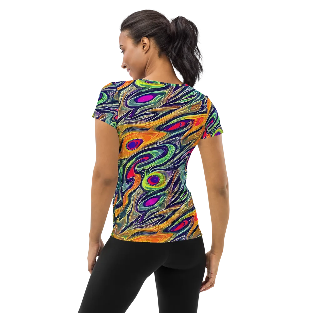 Chromatic Feather on Women's Athletic T-Shirt — Back