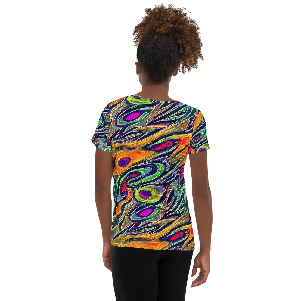 Chromatic Feather on Women's Athletic T-Shirt — Back
