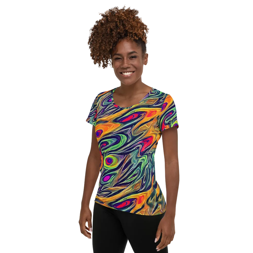 Chromatic Feather on Women's Athletic T-Shirt — Left