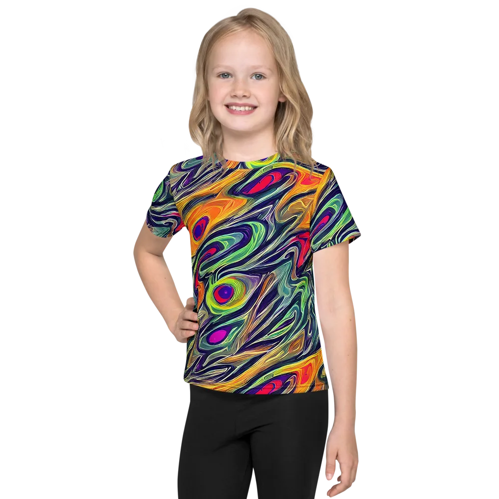 Chromatic Feather on Kids Crew Neck T-Shirt — Front