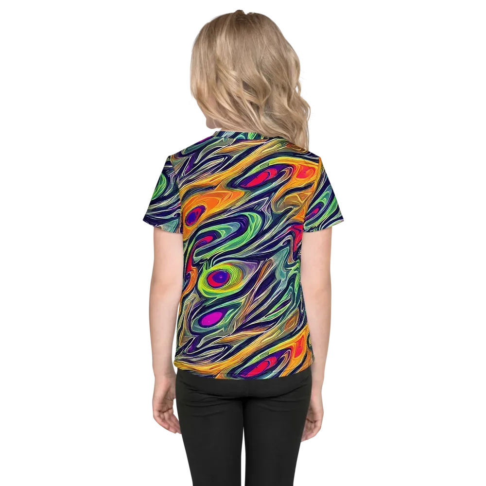 Chromatic Feather on Kids Crew Neck T-Shirt — Back