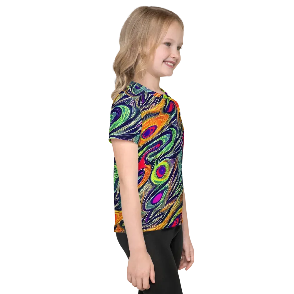 Chromatic Feather on Kids Crew Neck T-Shirt — Right