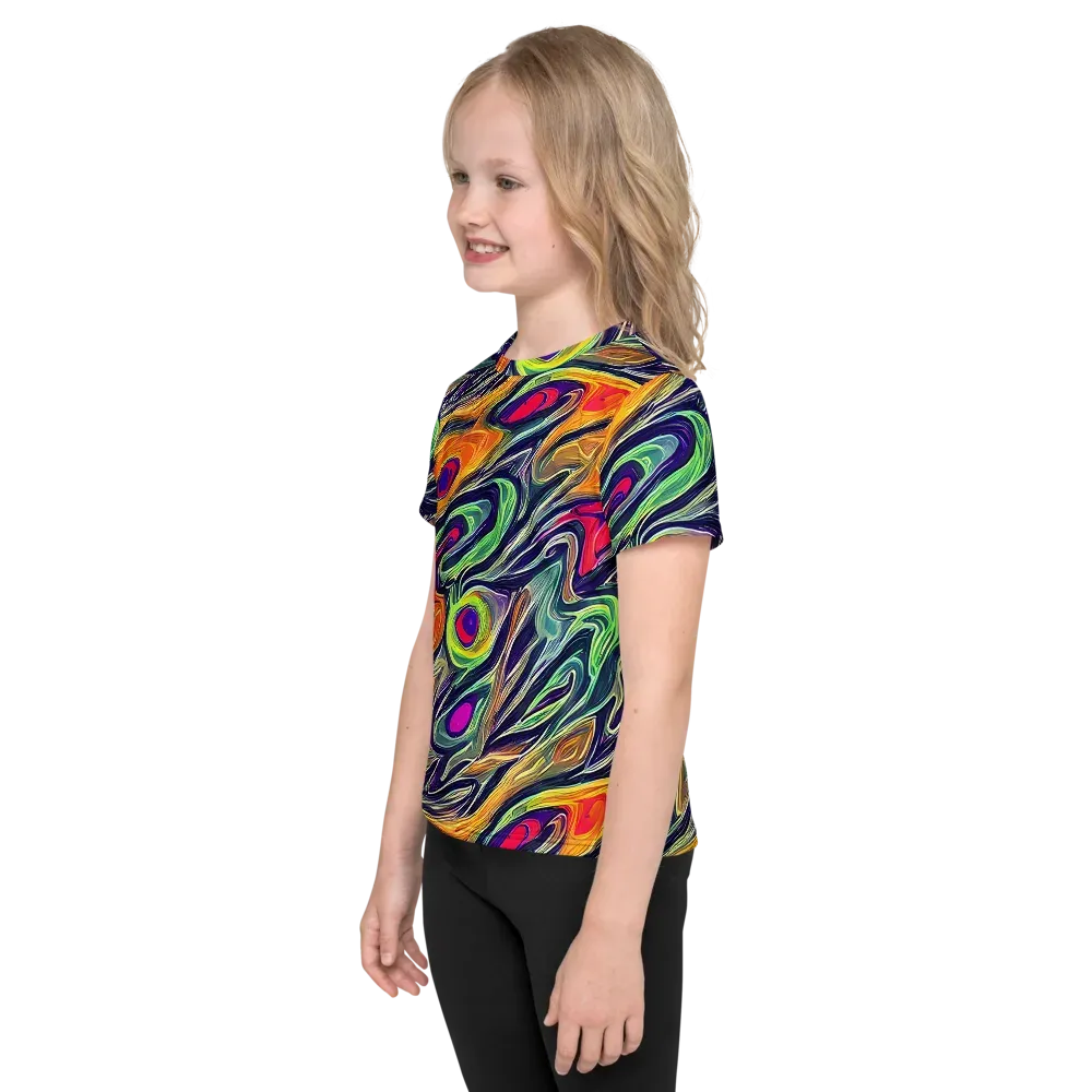 Chromatic Feather on Kids Crew Neck T-Shirt — Left