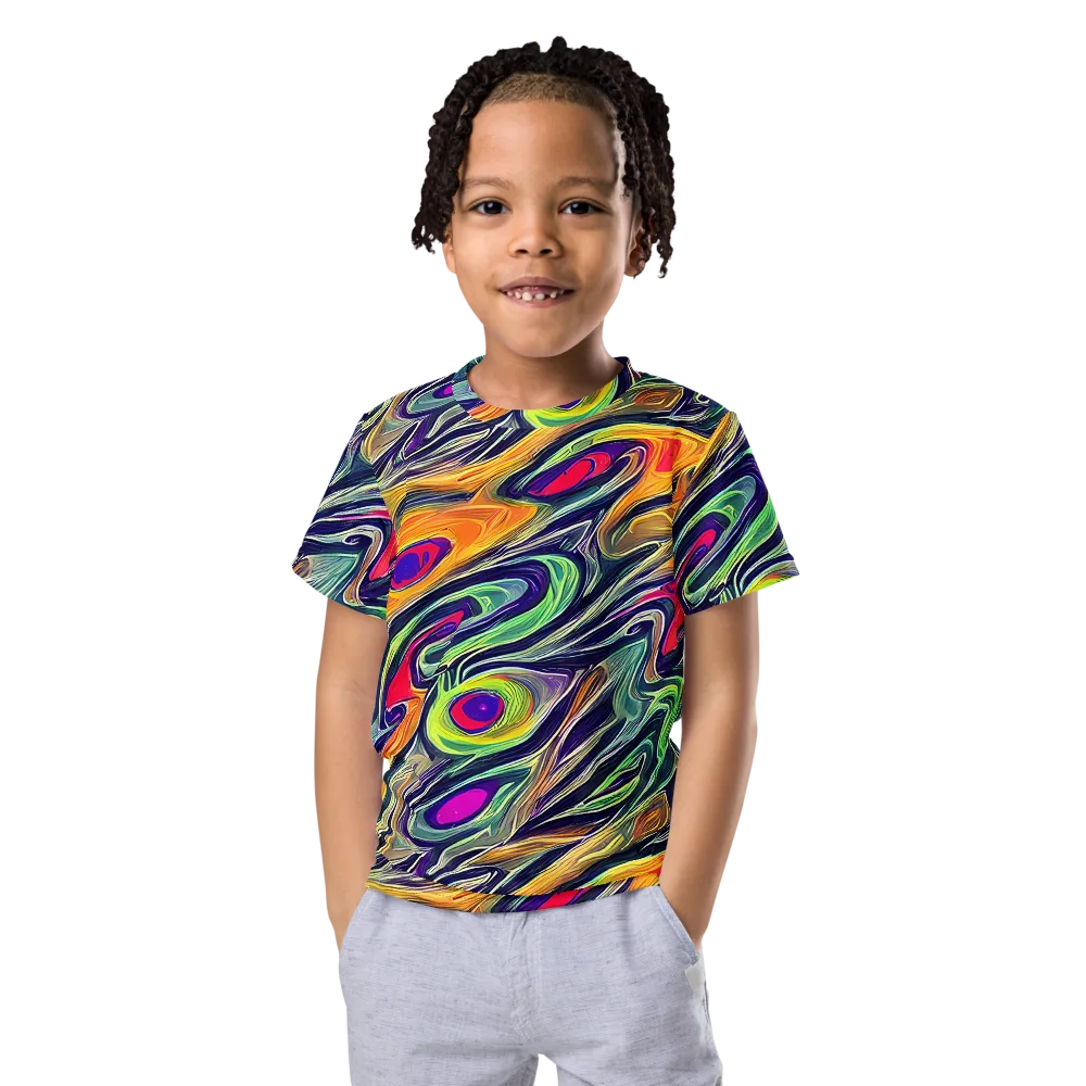 Chromatic Feather on Kids Crew Neck T-Shirt — Front