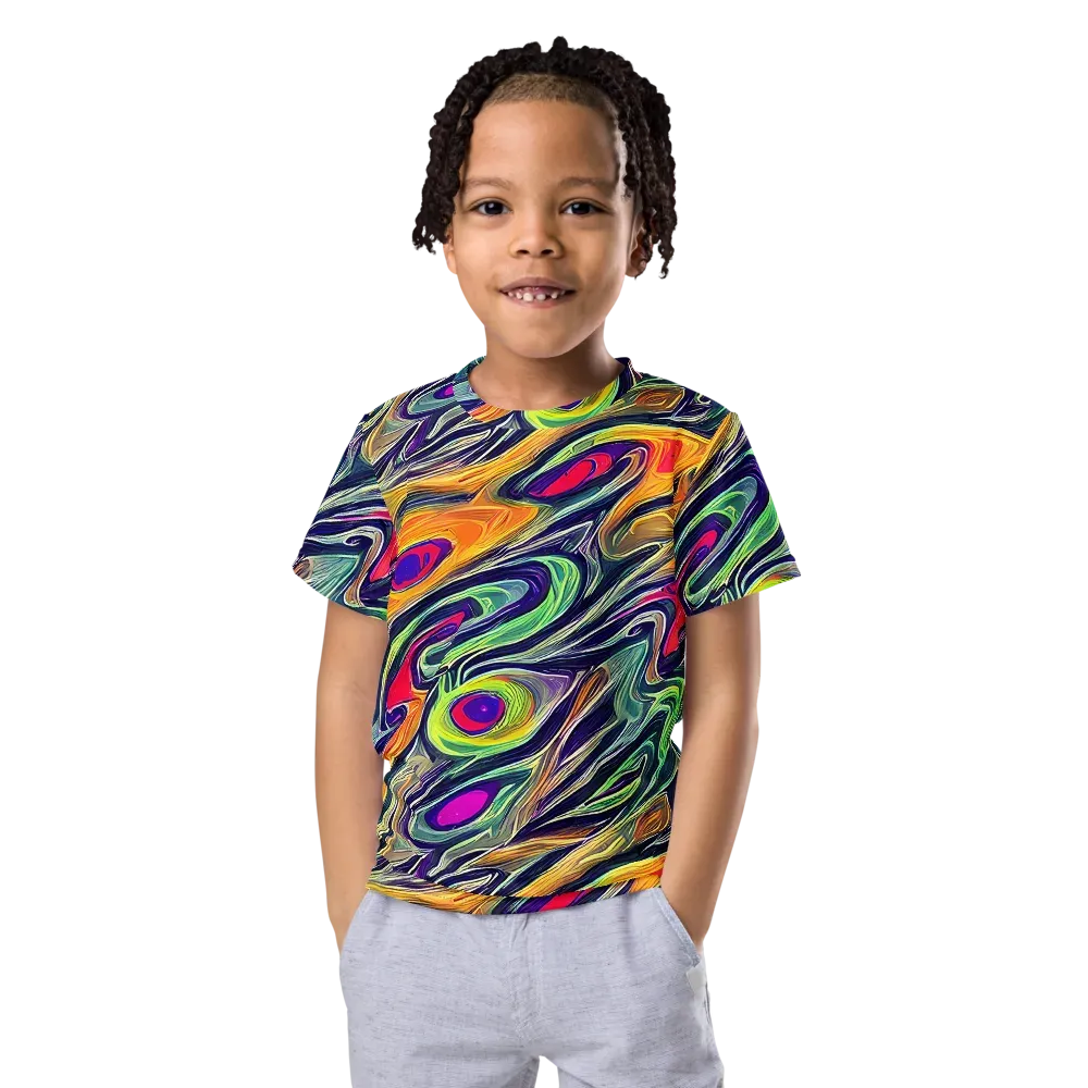 Chromatic Feather on Kids Crew Neck T-Shirt — Front